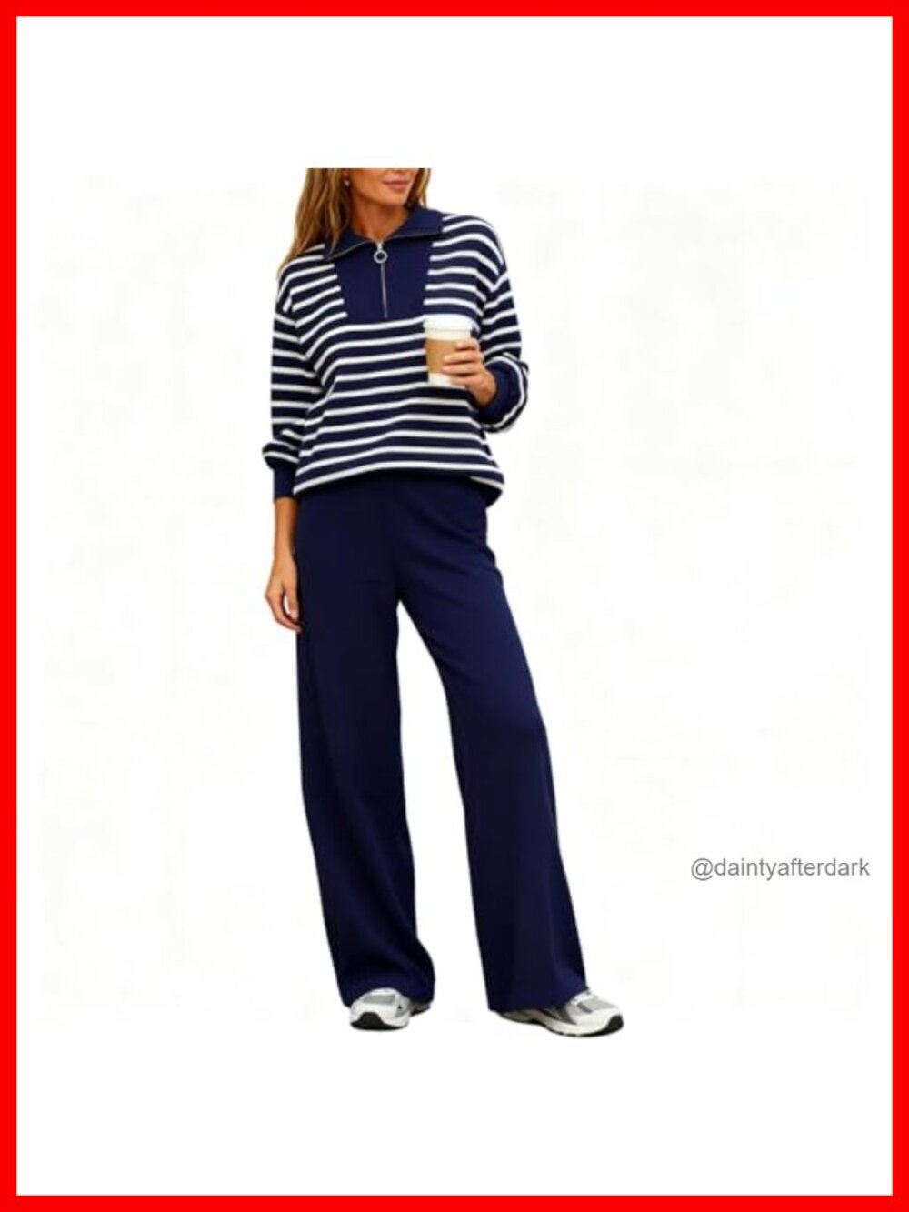 Women's 2 Piece Lounge Set Long Sleeve Top Wide Leg Pants Travel Outfit
